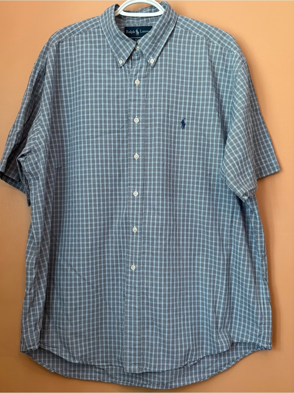Ralph Lauren Blake Men’s 2XL Blue Plaid Short Sleeve Cotton Button Down Shirt